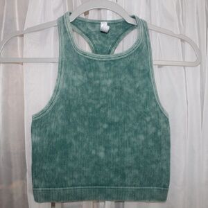 Womens Comfy Kelly Green Washed Ribbed Racerback Bralette by Zenana in S/M